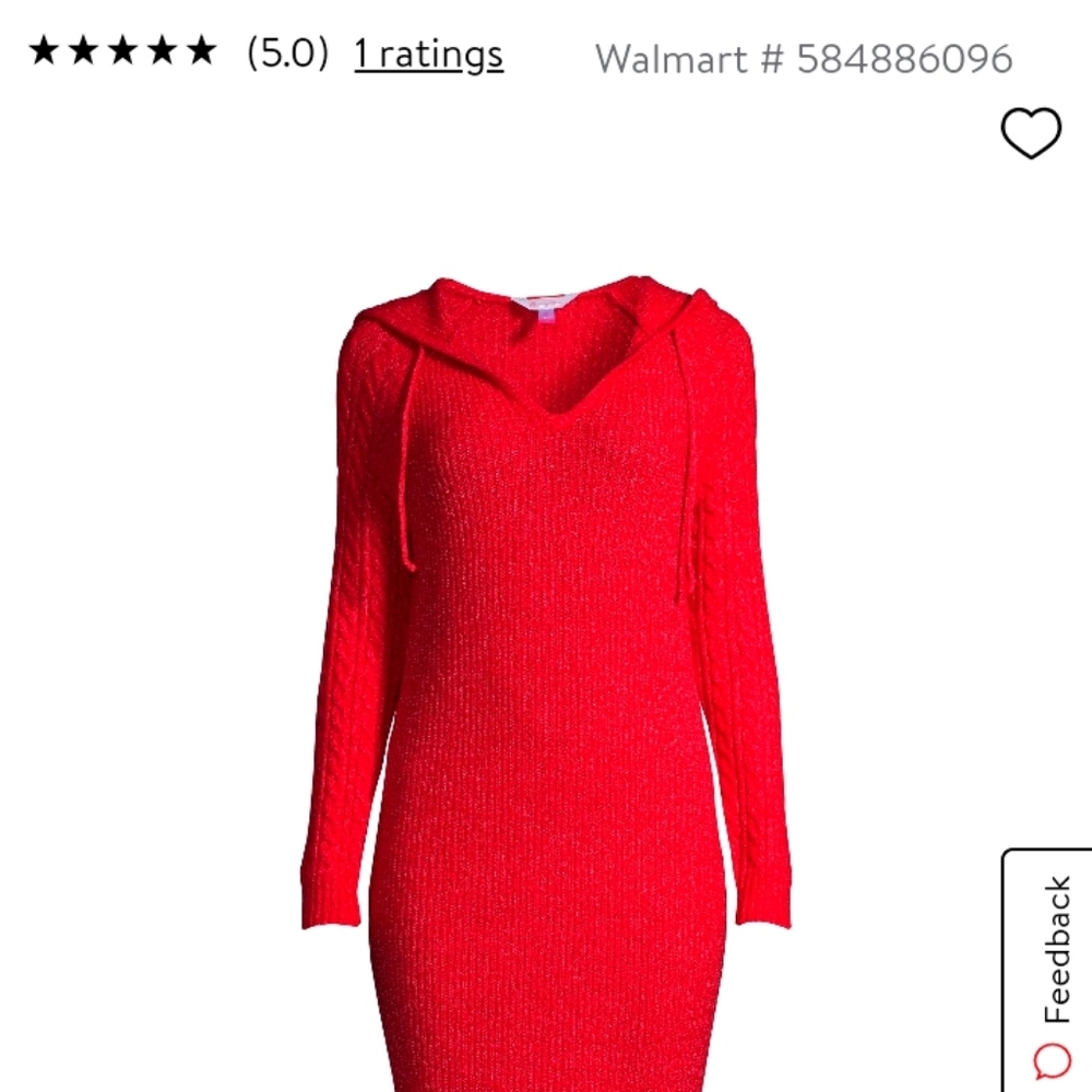 Brand New Red Hooded Sweater Dress sizes small and medium